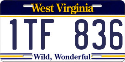 WV license plate 1TF836