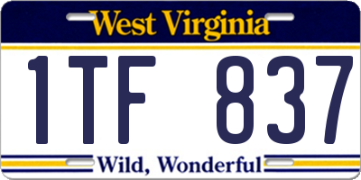 WV license plate 1TF837