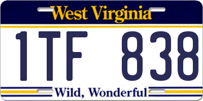 WV license plate 1TF838