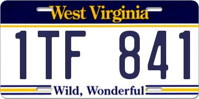 WV license plate 1TF841