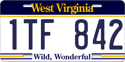 WV license plate 1TF842