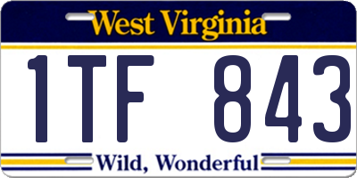 WV license plate 1TF843
