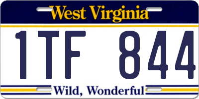 WV license plate 1TF844