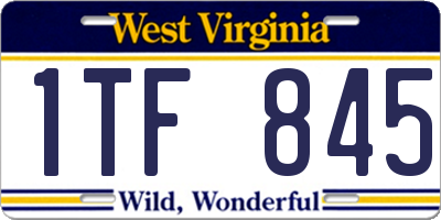WV license plate 1TF845