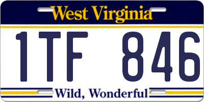 WV license plate 1TF846