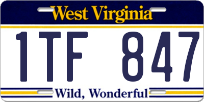WV license plate 1TF847