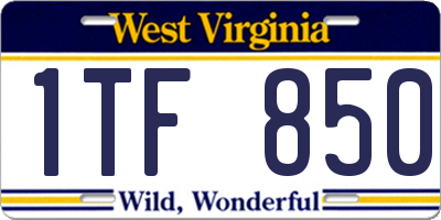 WV license plate 1TF850