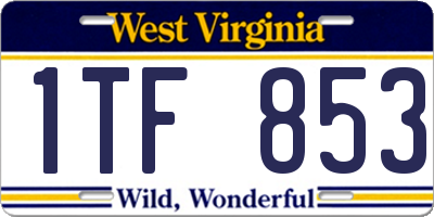 WV license plate 1TF853