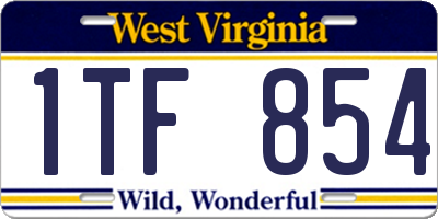 WV license plate 1TF854