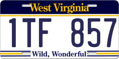 WV license plate 1TF857