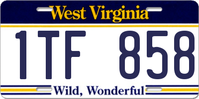 WV license plate 1TF858