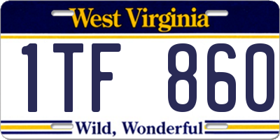 WV license plate 1TF860
