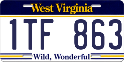 WV license plate 1TF863