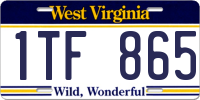 WV license plate 1TF865