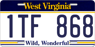 WV license plate 1TF868