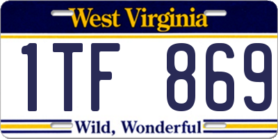 WV license plate 1TF869