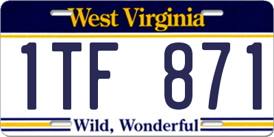 WV license plate 1TF871