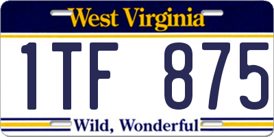 WV license plate 1TF875