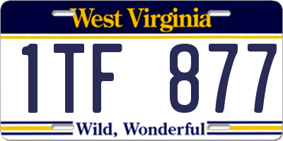 WV license plate 1TF877