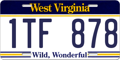 WV license plate 1TF878