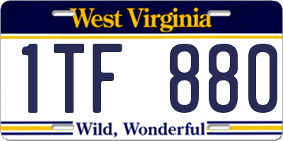 WV license plate 1TF880