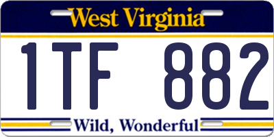 WV license plate 1TF882