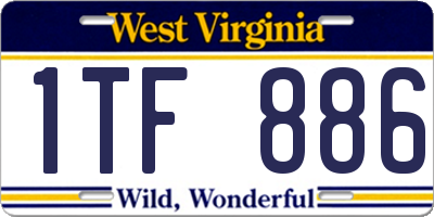 WV license plate 1TF886