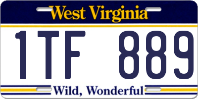 WV license plate 1TF889