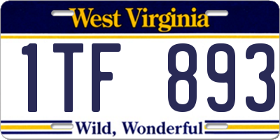 WV license plate 1TF893