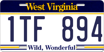 WV license plate 1TF894