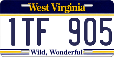 WV license plate 1TF905
