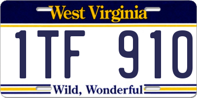 WV license plate 1TF910
