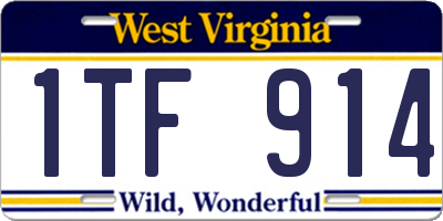 WV license plate 1TF914