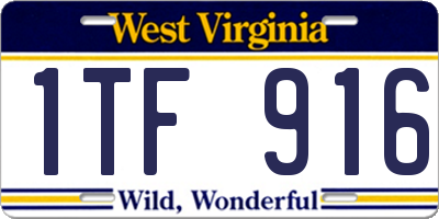 WV license plate 1TF916