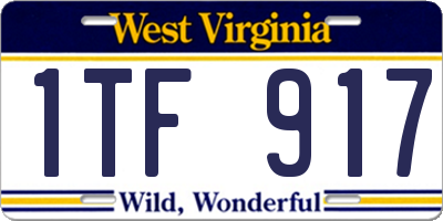 WV license plate 1TF917