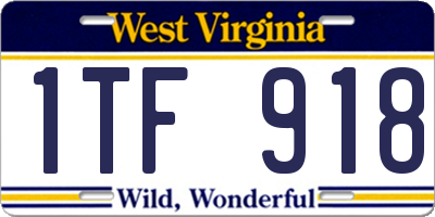 WV license plate 1TF918