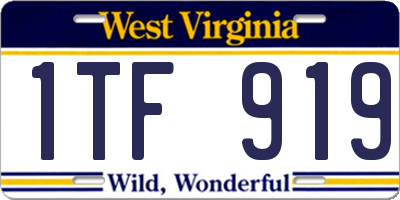 WV license plate 1TF919
