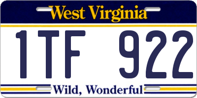 WV license plate 1TF922