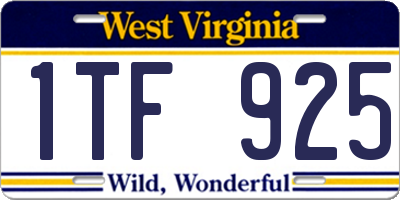 WV license plate 1TF925