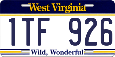 WV license plate 1TF926