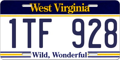 WV license plate 1TF928
