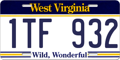 WV license plate 1TF932
