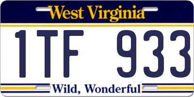 WV license plate 1TF933