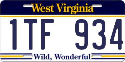 WV license plate 1TF934
