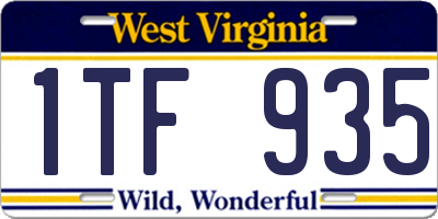 WV license plate 1TF935