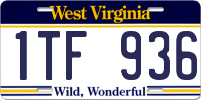 WV license plate 1TF936