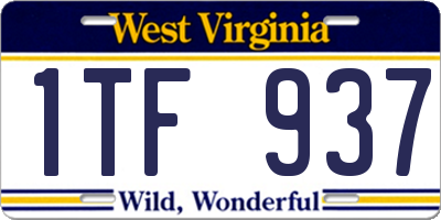 WV license plate 1TF937