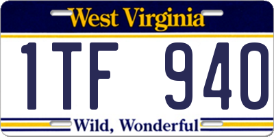 WV license plate 1TF940