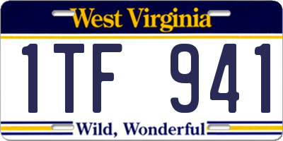 WV license plate 1TF941