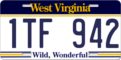 WV license plate 1TF942